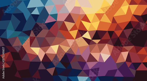 Geometric abstract colorful mosaic triangles