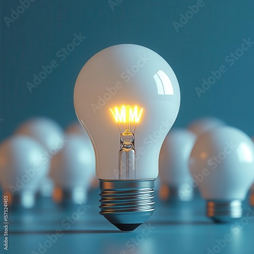Ideas Shine, Lightbulb Glows in A Sea of Possibilities With Innovation Concept