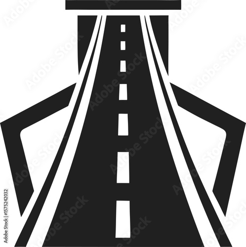 Road highway asphalt perspective street travel icon