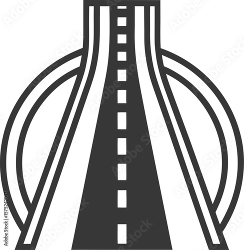Road highway asphalt perspective street travel icon