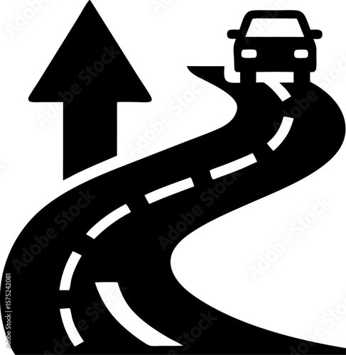 Road highway asphalt perspective street travel icon