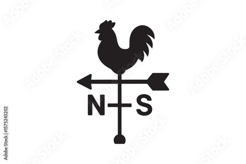 Weather Vane icon silhouette vector with white background