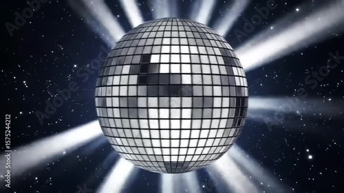Silver disco ball against a starry night sky