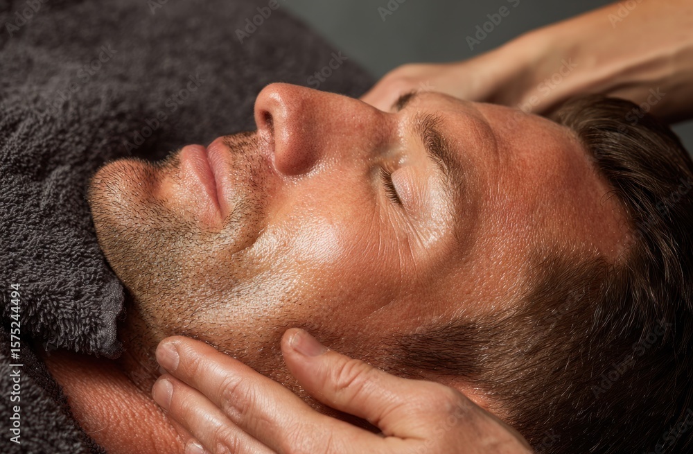 Obraz premium Man receiving a facial massage