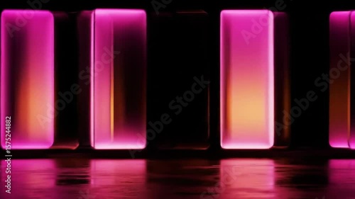Neon glowing rectangular panels