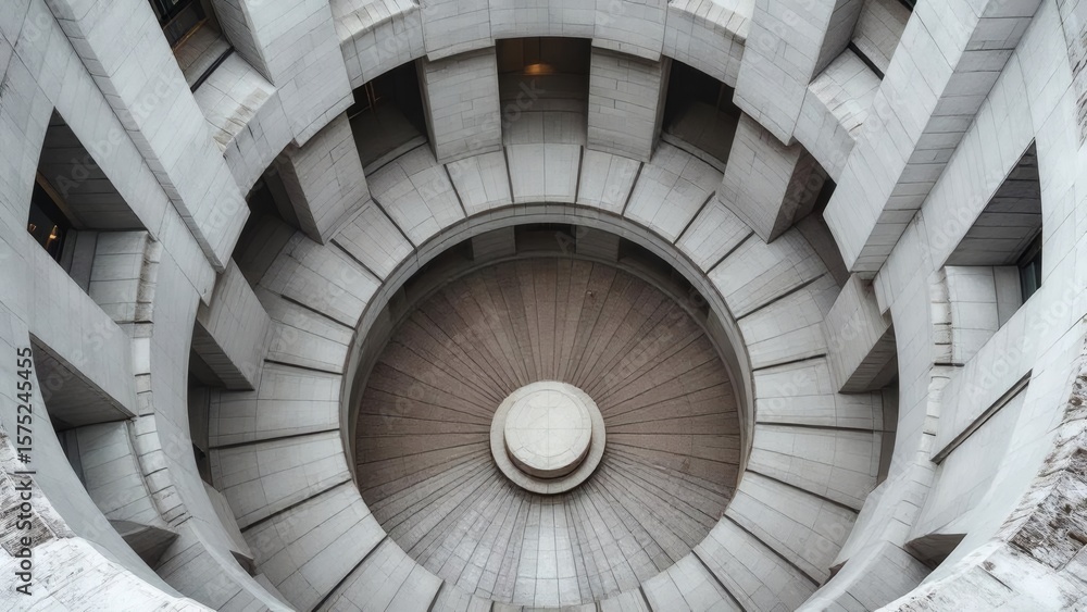 Fototapeta premium Architectural Dome Circular Concrete Structure Perspective Abstract Building Interior
