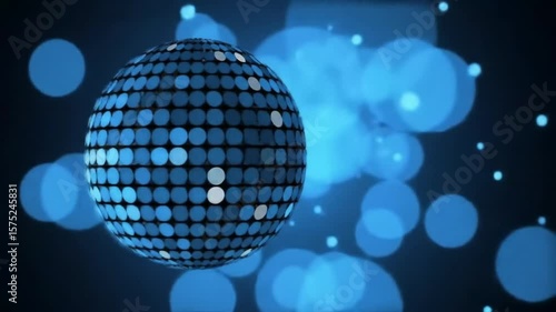 Blue disco ball with bokeh lights