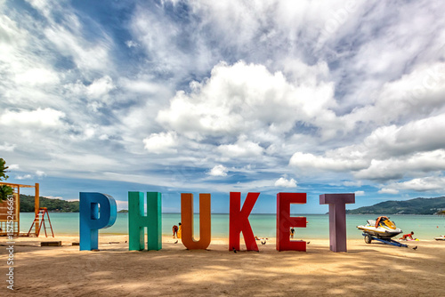 Sign for Phuket on Patong Beach, Thailand
