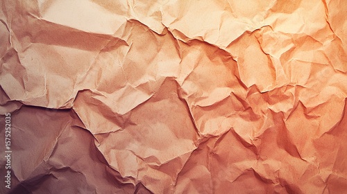 Wallpaper Mural Crumpled Paper Texture: Warm Brown Tones: A detailed close-up of crumpled brown paper, showcasing a rich texture and gradient of warm brown tones, ideal for design backgrounds.  Torontodigital.ca