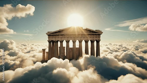 Parthenon Above Clouds: Dreamy Ancient Greek Architecture in the Sky