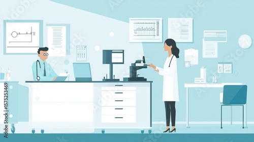 Doctors in a modern medical laboratory using technology.
