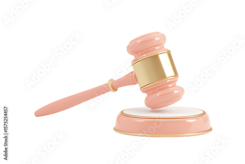 Pink gavel on sound block.  Justice, law, auction concept.
