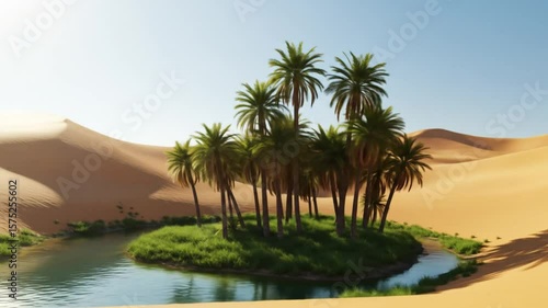 Wallpaper Mural Oasis in the desert palm trees water pool landscape Torontodigital.ca