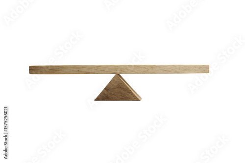 Simple wooden seesaw isolated on black background.