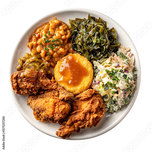 soul food plate on transparent background