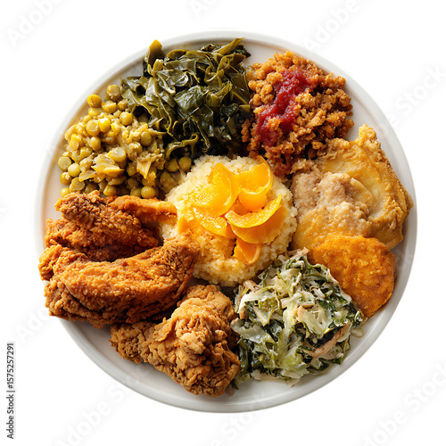 soul food plate on transparent background