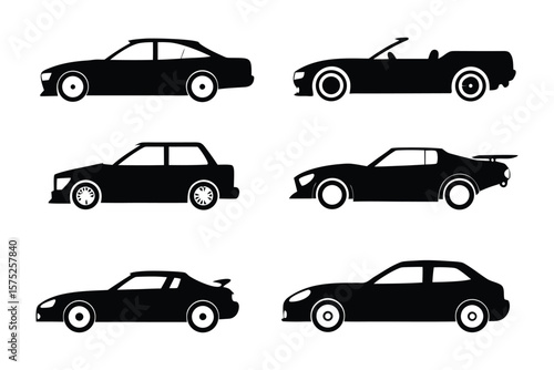Automotive silhouettes : A collection of sleek and stylish automotive silhouettes, showcasing diverse car types and designs.