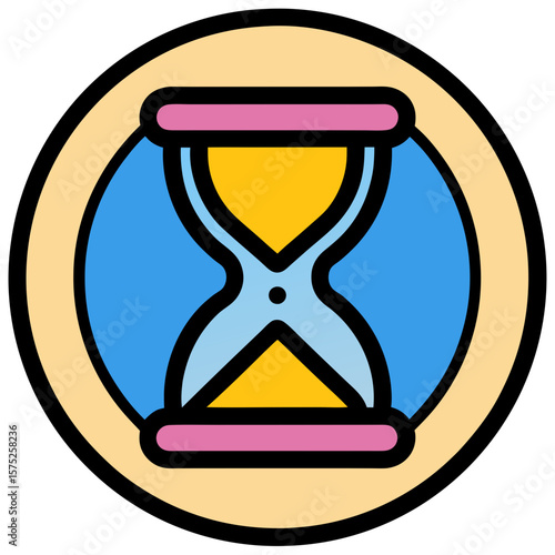 Hourglass silhouette with yellow sand and blue glass