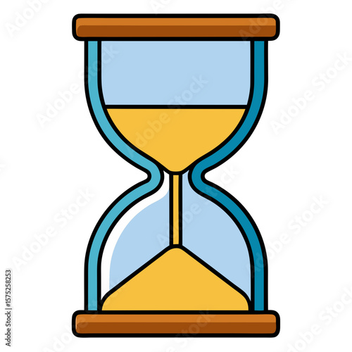 Hourglass with sand and blue glass silhouette