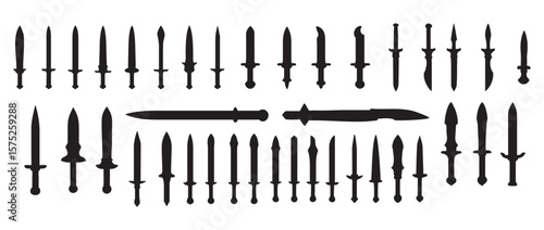 Knives and Swords Silhouette Collection – Vector Blades and Weapon Icons