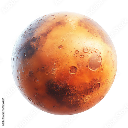 3D Mars graphics on a blank background, PNG format