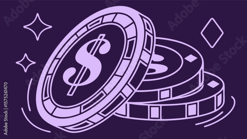 Casino chips vector illustration for gambling and finance themed designs and graphic projects asset design