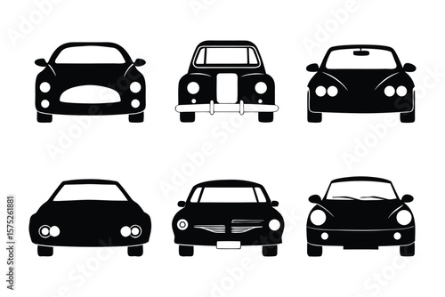 Silhouette Automobiles Showcase: A collection of sleek, silhouetted automobiles, each showcasing a unique design aesthetic. A versatile visual resource for automotive-themed projects.