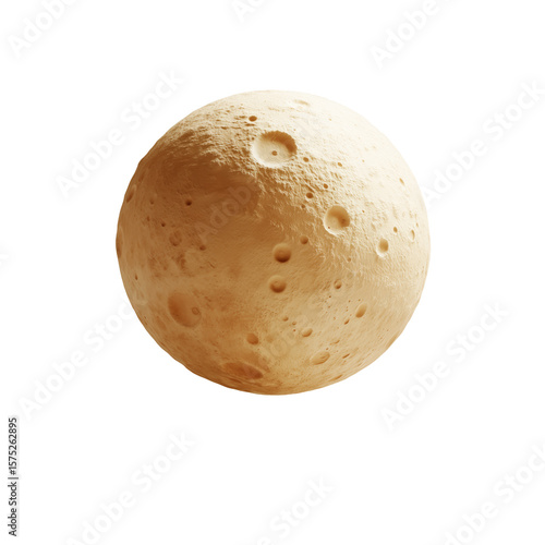 3D Moon Shape on Blank Background, PNG Format