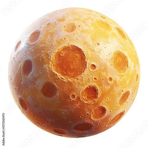 3D Moon Shape on Blank Background, PNG Format