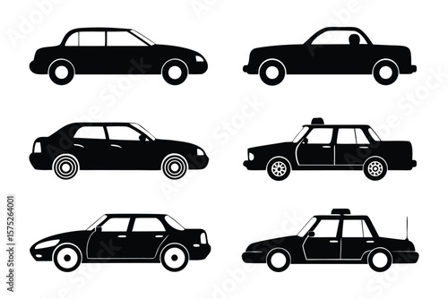 Automobile Collection: A diverse compilation of sleek silhouettes showcases a spectrum of car designs, symbolizing the elegance, innovation, and utility of transportation.