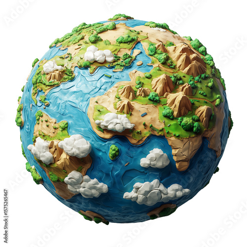 3D Earth graphics on a blank background, PNG format