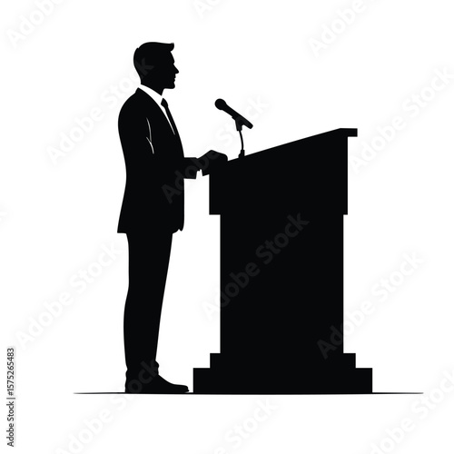 Silhouette of A politician making a speech at the pulpit