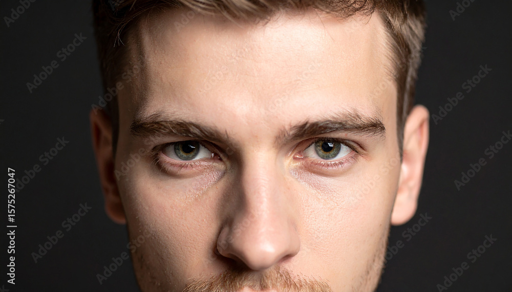 Fototapeta premium Close-up of a elegant male face against a dark background. 