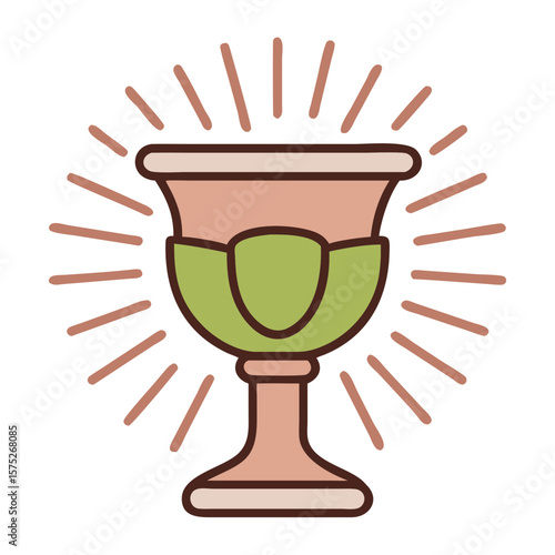 Decorative chalice with rays in a minimalistic style  