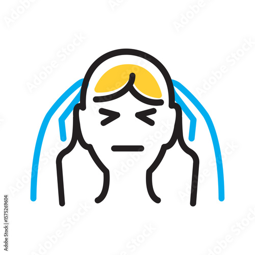 Vector multi color icon for Migraine