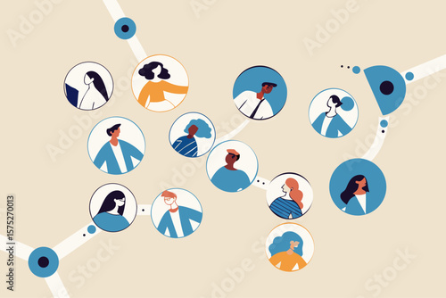 Advertising target group, marketing focus group, target audience, customer or client management, CRM or HR manage staff or employee concept, automation robotic arm AI managing people for target group.