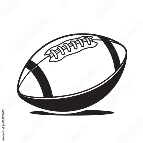 Simple black and white illustration of an american football for sports related design