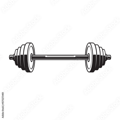 Vector illustration of a black and white barbells ready for weightlifting and fitness activities