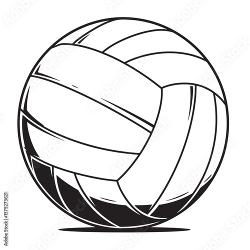 Vector illustration of a simple black and white volleyball isolated on a white background