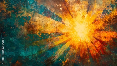 Radiant sunburst design on a textured surface.