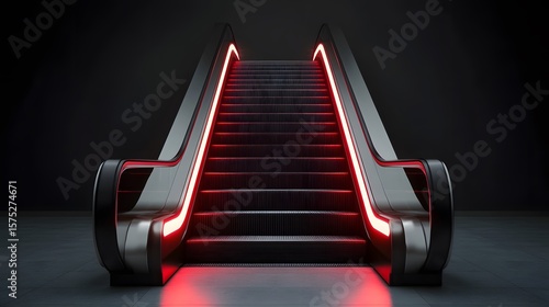 Futuristic Red Neon Escalator Modern Architecture