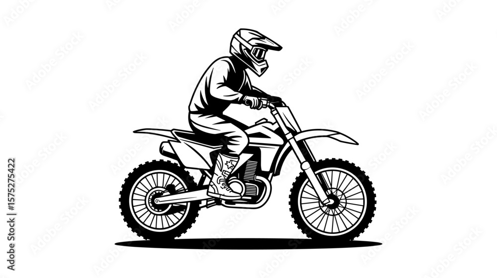 Naklejka premium Motocross Rider in Action, Vector Illustration