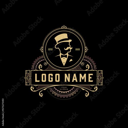 classic art deco logo design badge