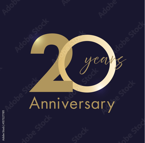 シンプルなgold/金のアニバーサリーロゴセット(20周年 お祝い 周年記念 イベント 設立記念 anniversary celebration logo ベクター 編集可能)