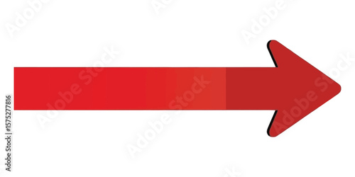 Single Rightward Facing Bold Red Arrow Isolated on White Background Sign