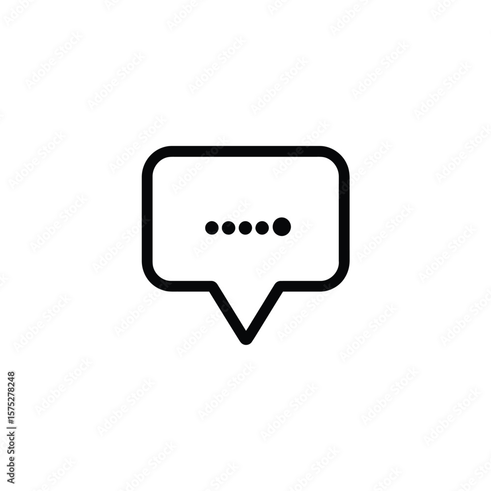 Fototapeta premium Black outline of a message box with ellipsis on a transparent background