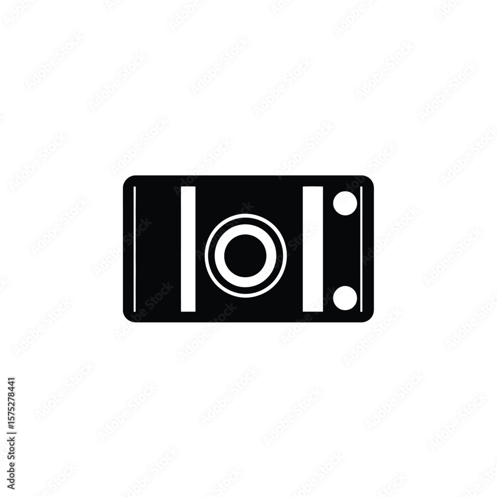 Black Rectangular Element with Rounded Corners and Circle Details isolated Black Rectangular Element with Rounded Corners and Circle Details isolated