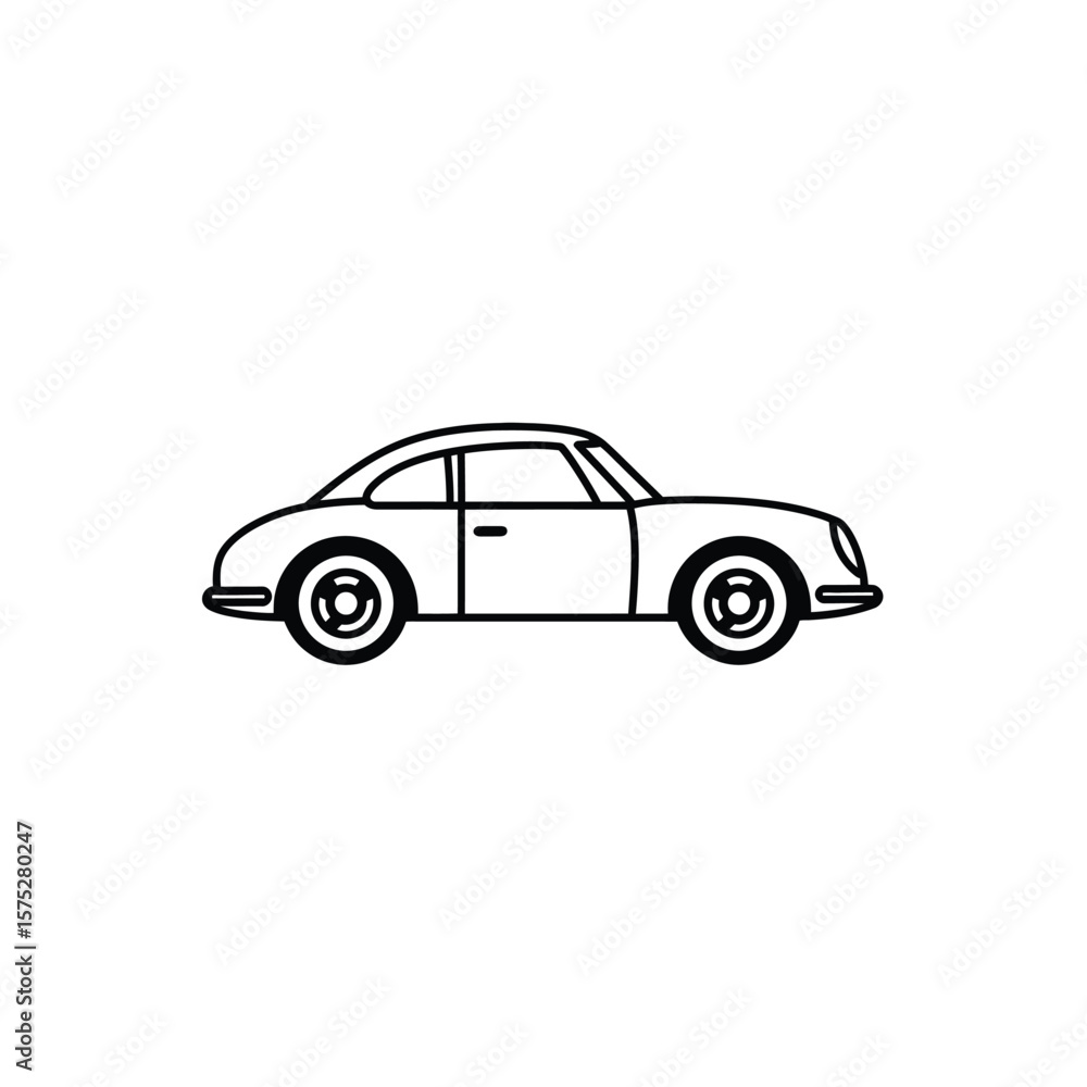 Fototapeta premium Classic Vehicle Silhouette, Automobile Icon, Transport Outline on Transparent Background