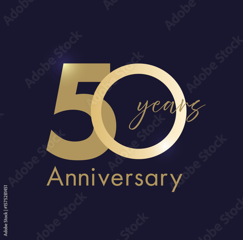 シンプルなgold/金のアニバーサリーロゴセット(50周年 お祝い 周年記念 イベント 設立記念 anniversary celebration logo ベクター 編集可能)