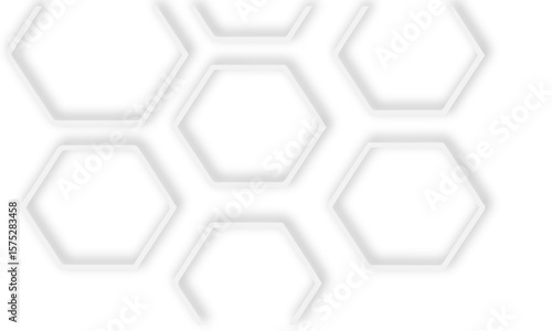 White background showcasing  layered hexagonal pattern  with soft shadows and clean lines design element.